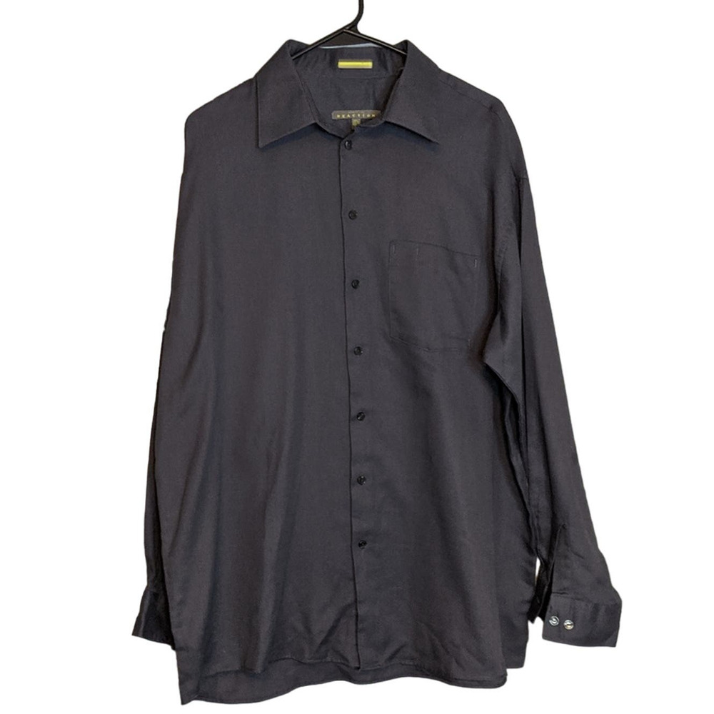 Charcoal Grey Kenneth Cole Reaction Button Down Size XL Business Casual Preppy
